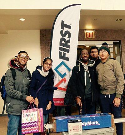 Students from Queens High School for Information, Research and Technology attend First Robotics Kickoff. Photo Credit: Tomi Akingbola Students from Queens High School for Information, Research and Technology attend First Robotics Kickoff.